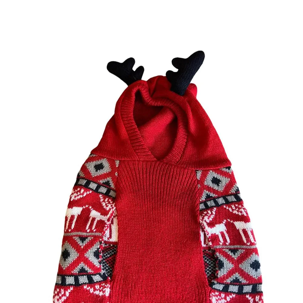 Dog hooded reindeer sweater